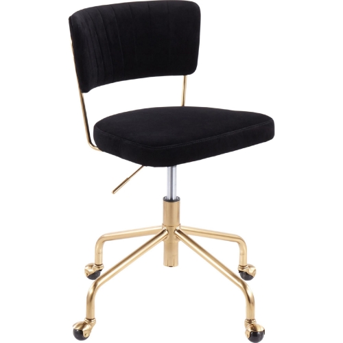 Tania Task Chair in Black Velvet & Gold Metal